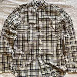 BRAND NEW JCREW Slim Navy Heather Gray Plaid Flex Washed Button Down Dress Shirt